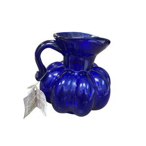 clevenger Bros Authentic Handblown Cobalt Blue Pumpking Pitcher SKU 9587